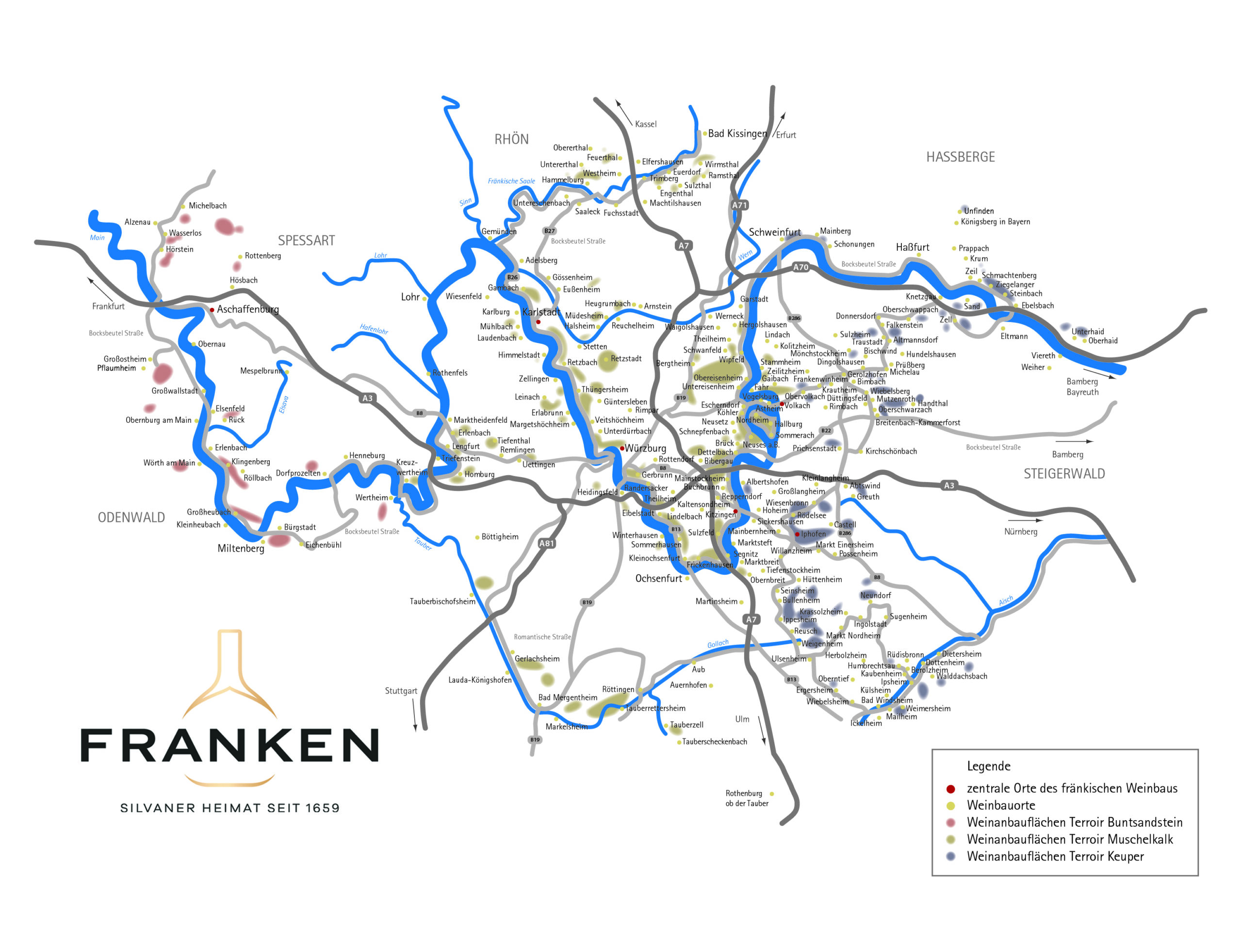 Wichtige Abfrage – Präsenz von Frankenwein außerhalb der Kernregion