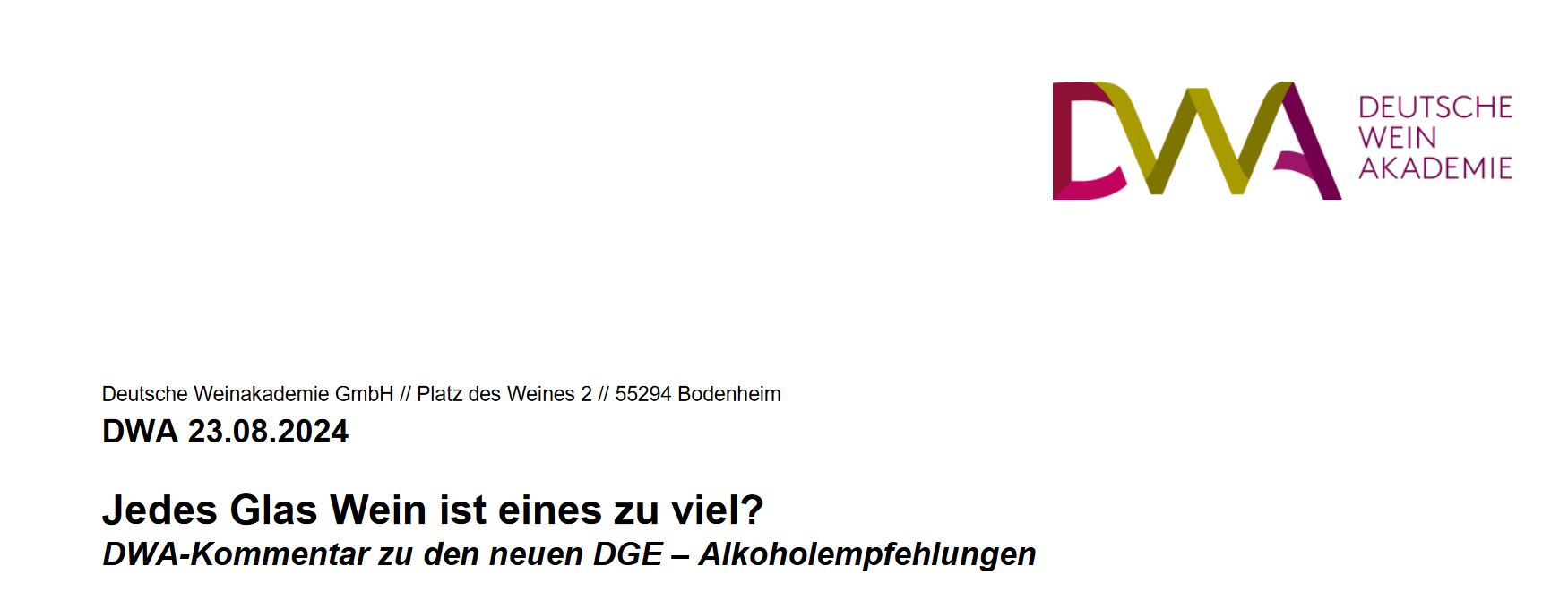 Jedes Glas Wein ist eines zu viel?