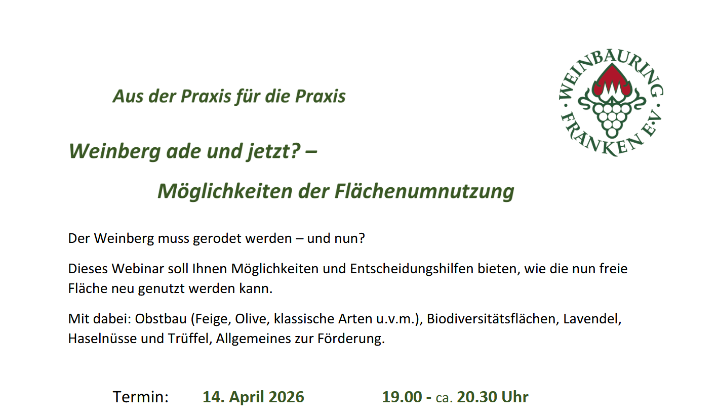 Weinberg ade und jetzt? Möglichkeiten der Flächenumnutzung