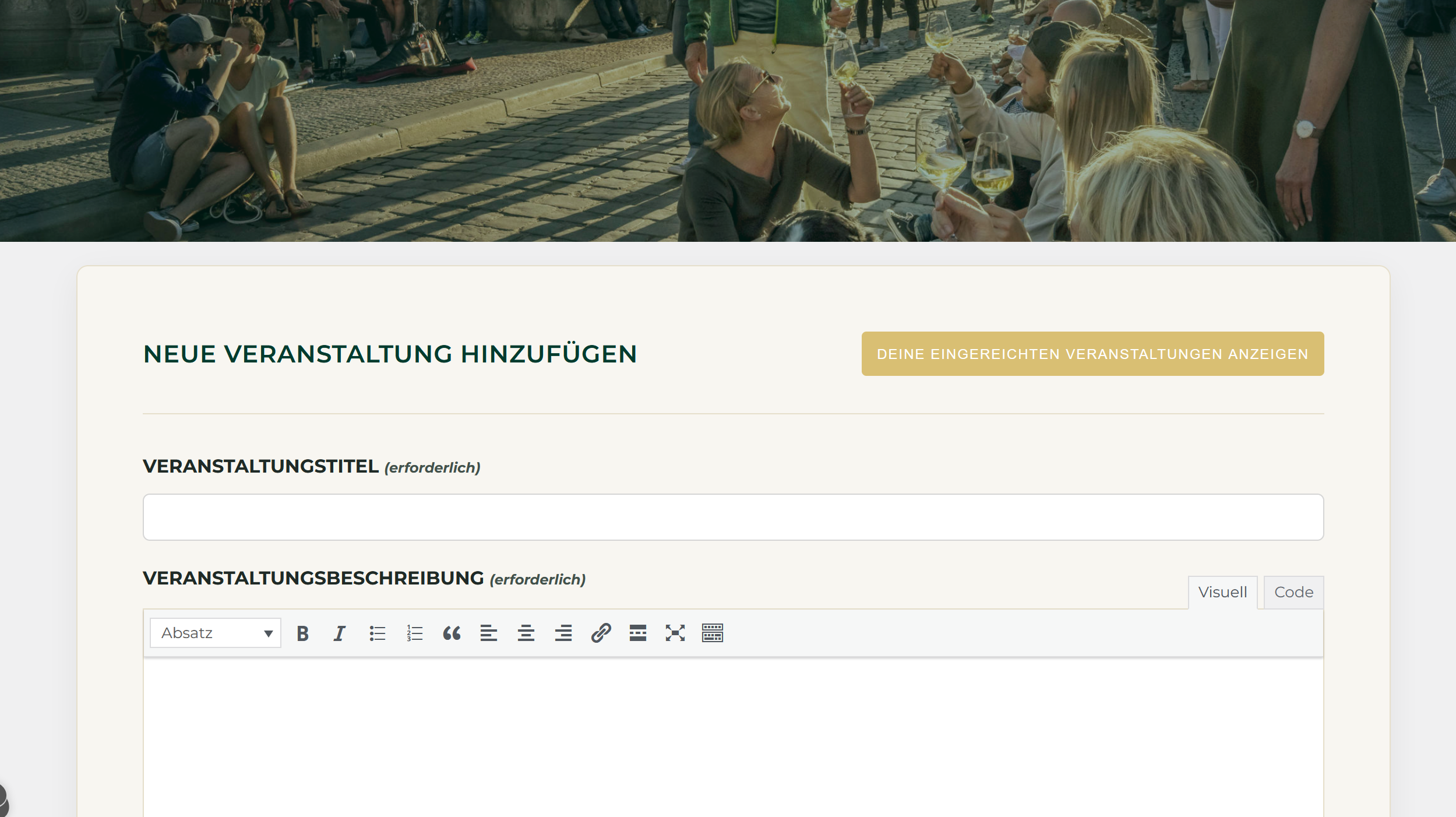 Veranstaltungen auf der Webseite eintragen