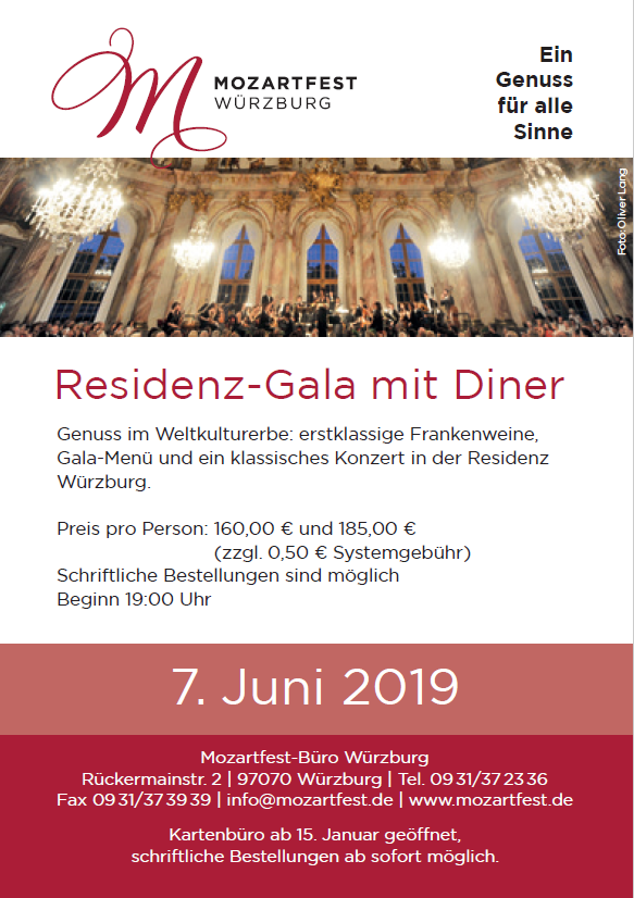 Ausschreibung: Weine für die Residenz-Gala 2019