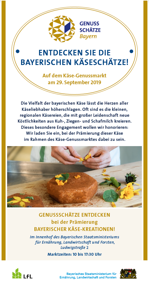 Ausschreibung: Weinverkauf auf dem Käse-Genussmarkt in München am 29.09.2019