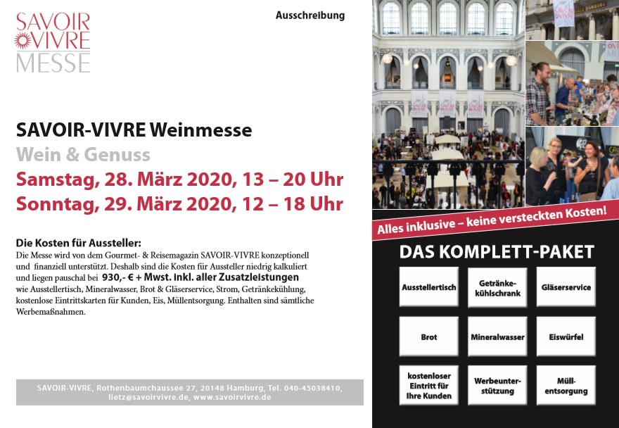 Weinmesse Hamburg | 28. & 29. März 2020