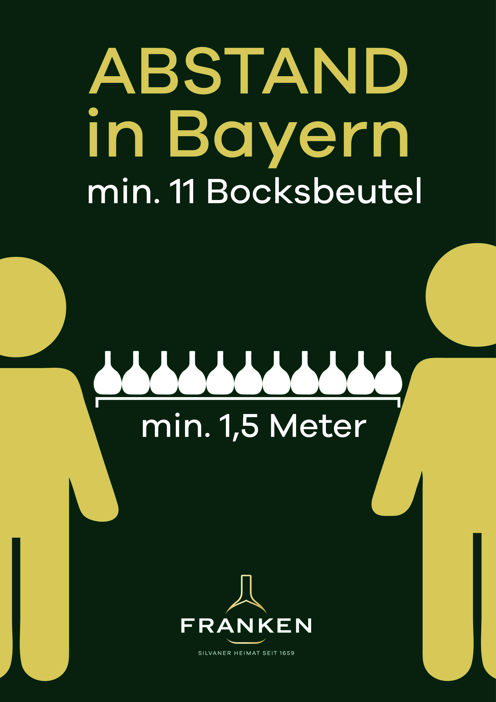 In Franken gilt: „11 Bocksbeutel Abstand“