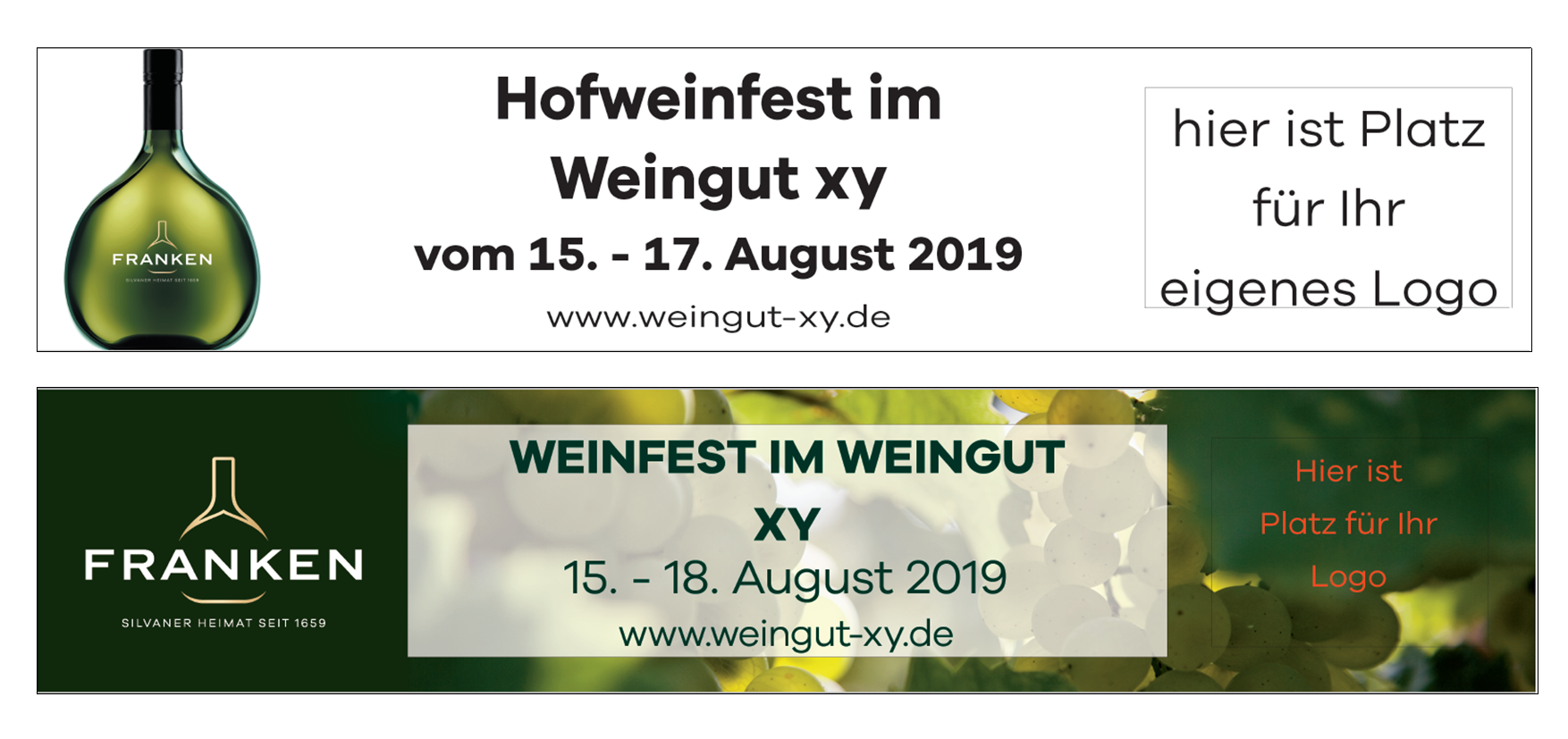 Banner mit eigenem Logo und individuellem Text bestellen