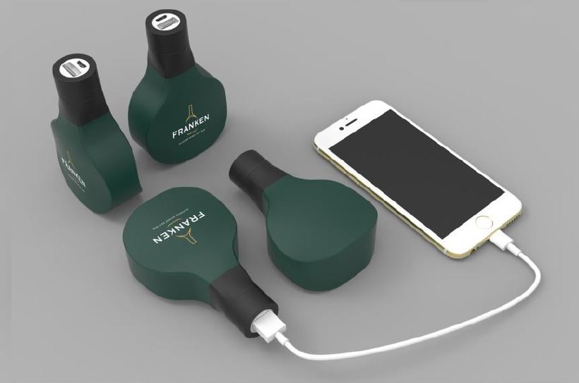 Powerbank in Bocksbeutelform