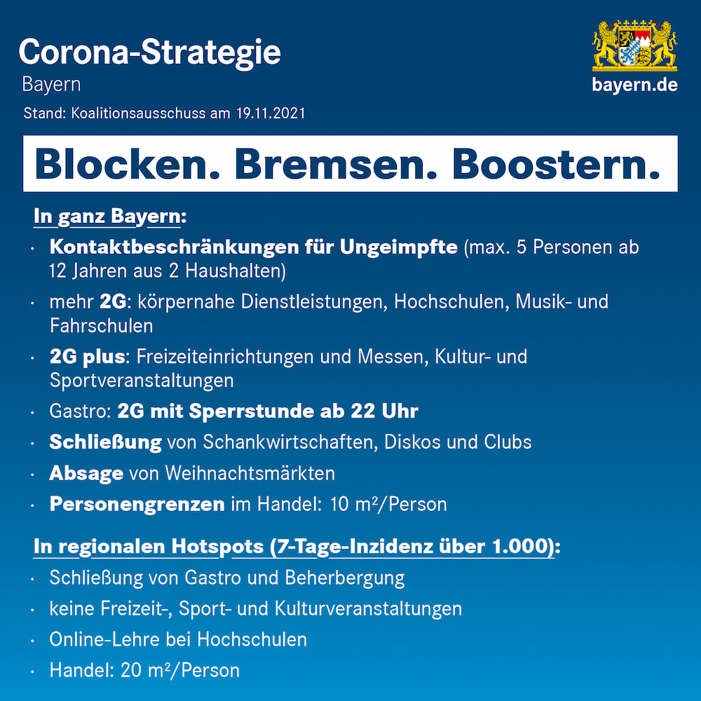 Verschärfte Corona-Maßnahmen in Bayern ab dieser Woche (KW 47)
