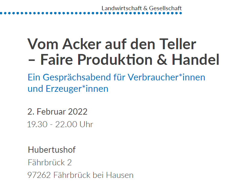 Vom Acker auf den Teller – Faire Produktion & Handel am 02.02.2022