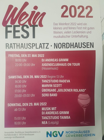 Winzer für Weinfest Nordhausen gesucht