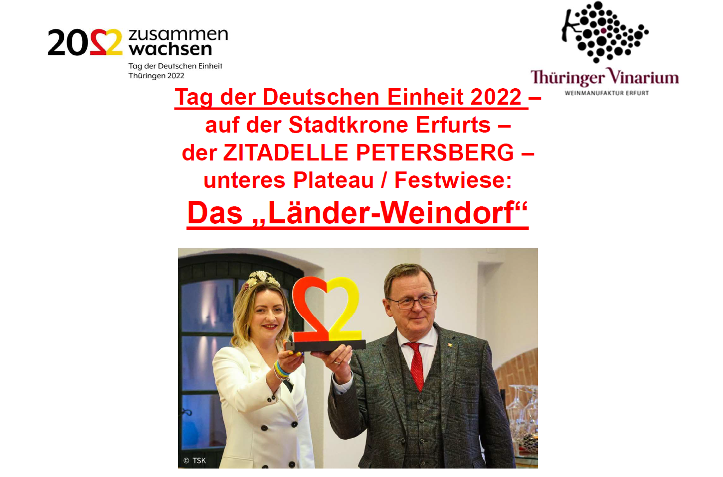 Tag der Deutschen Einheit 2022 – Erfurt – Fränkische Winzer gesucht