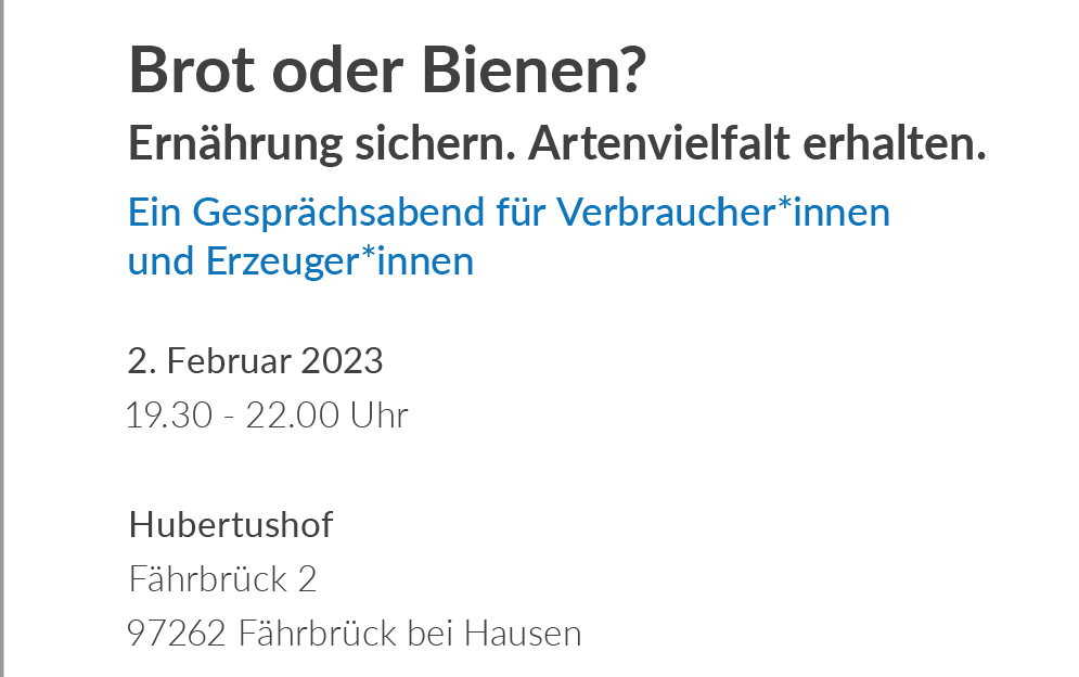 Kath. Landvolkbewegung lädt zum Gesprächsabend Ernährung sichern. Artenvielfalt erhalten
