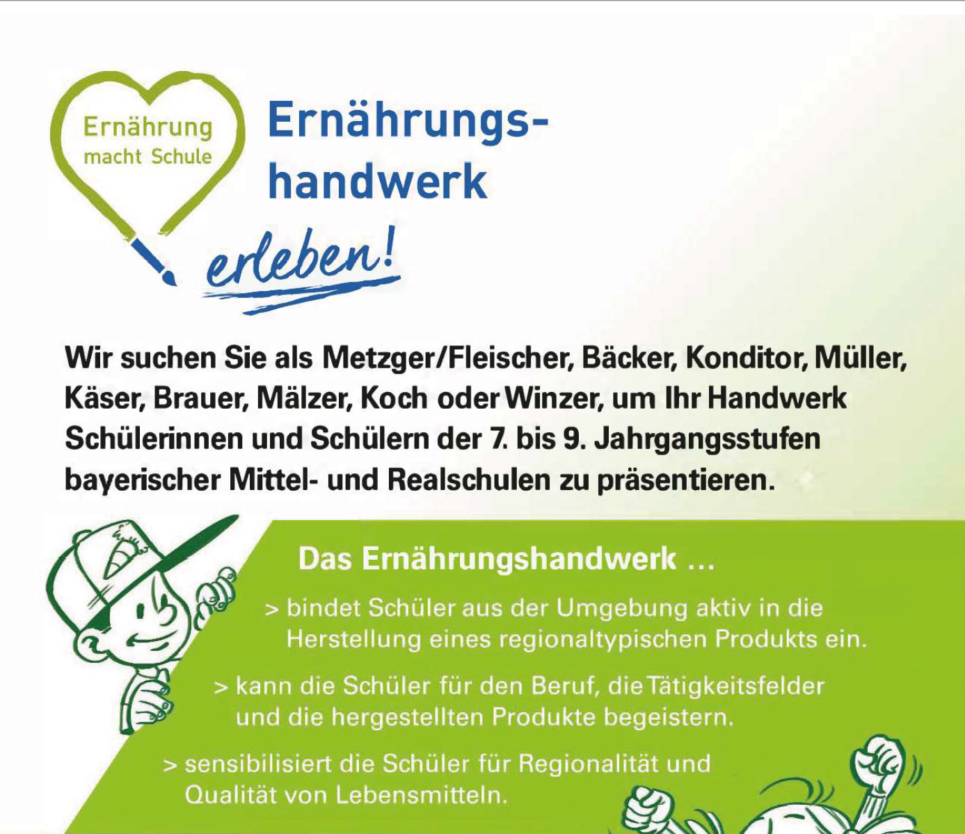 „Ernährungshandwerk erleben – Ernährung macht Schule“ | StMELF sucht Winzer, die ihren Beruf an Schulen vorstellen